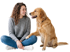 Woman sitting with her dog